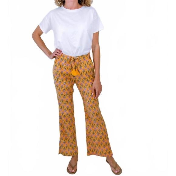 NEW ERICA WILSON flared beach pants in sylvie floral cantaloupe - Picture 1 of 4
